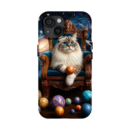 Ragdoll Cat Seated on Throne Galaxy Space