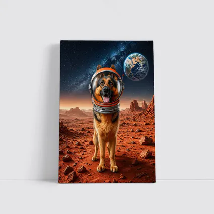 German Shepherd Astronaut On Mars Space
