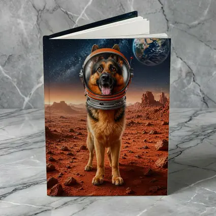 German Shepherd Astronaut On Mars Space