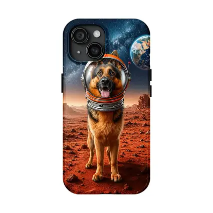 German Shepherd Astronaut On Mars Space