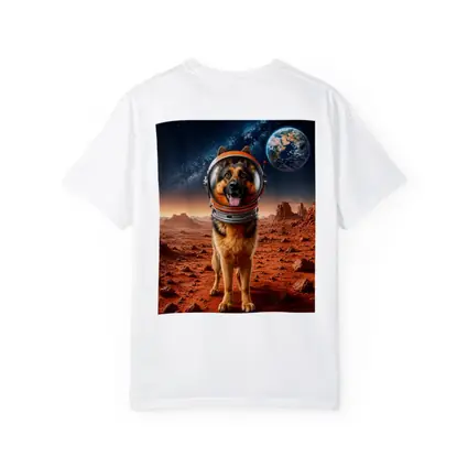 German Shepherd Astronaut On Mars Space