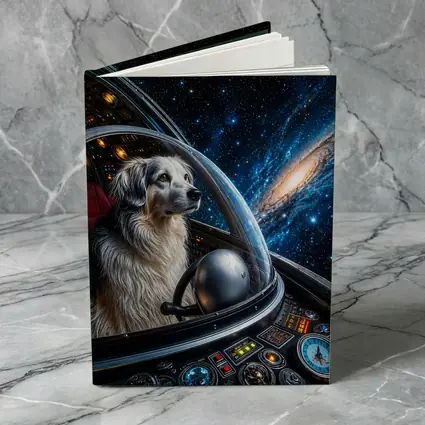 Dog Astronaut Piloting Spaceship Through Galaxy