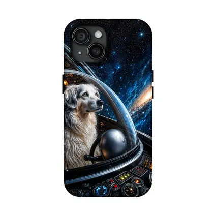 Dog Astronaut Piloting Spaceship Through Galaxy