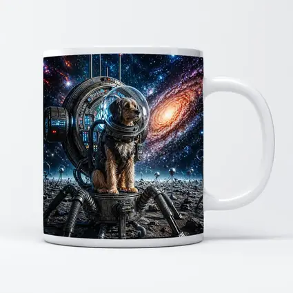 Dog Astronaut Exploring Galaxy Space Scene