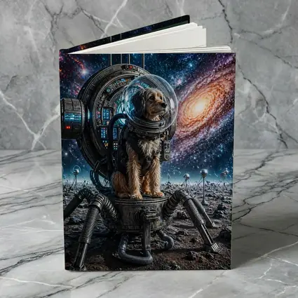Dog Astronaut Exploring Galaxy Space Scene