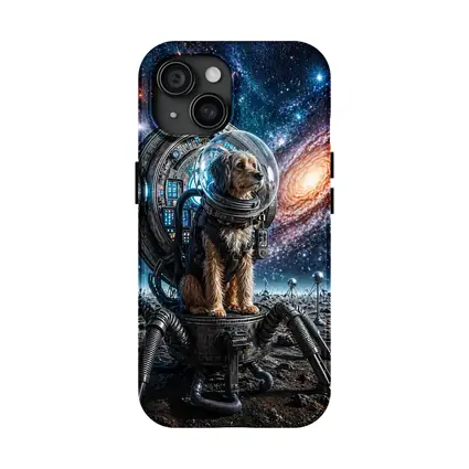Dog Astronaut Exploring Galaxy Space Scene