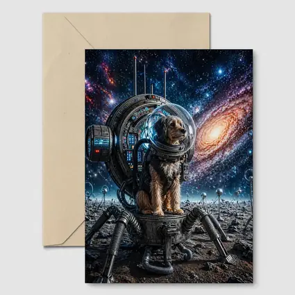 Dog Astronaut Exploring Galaxy Space Scene