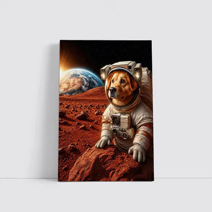 Labrador Astronaut Dog on Mars Surface