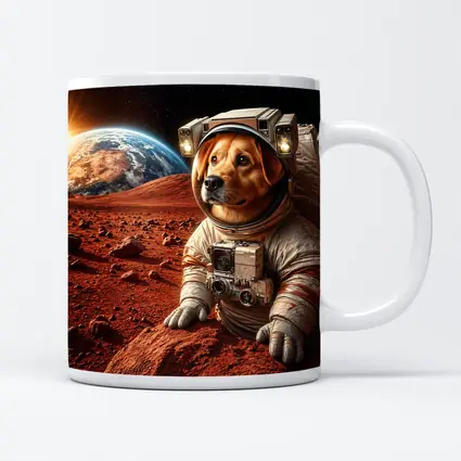 Labrador Astronaut Dog on Mars Surface