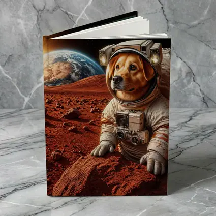 Labrador Astronaut Dog on Mars Surface