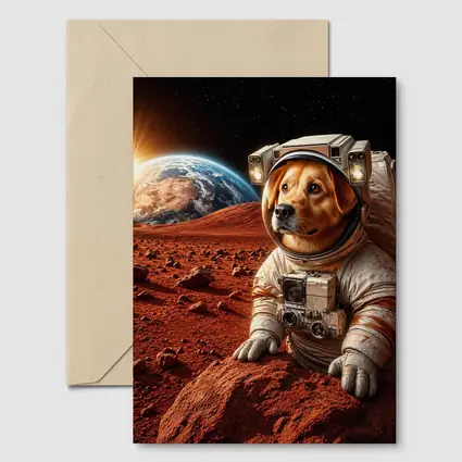 Labrador Astronaut Dog on Mars Surface