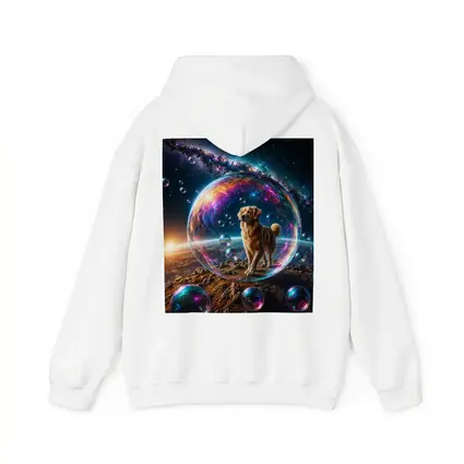 Golden Retriever In Cosmic Soap Bubble Space