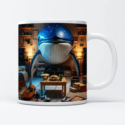 Giant Blue Whale Chilling In Cozy Room