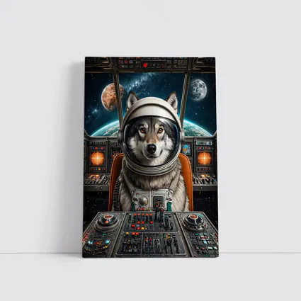 Wolf Astronaut Space Cockpit Cosmic Adventure