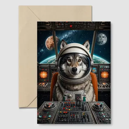Wolf Astronaut Space Cockpit Cosmic Adventure