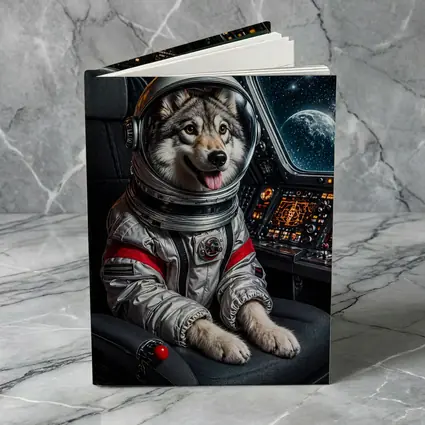Siberian Husky Astronaut Inside Starship Cockpit