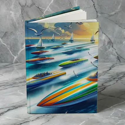 Colorful Speed Boats Racing on Open Ocean