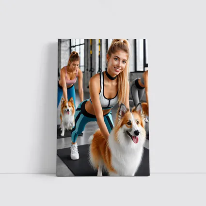 Women Working Out With Shetland Sheepdogs Gym