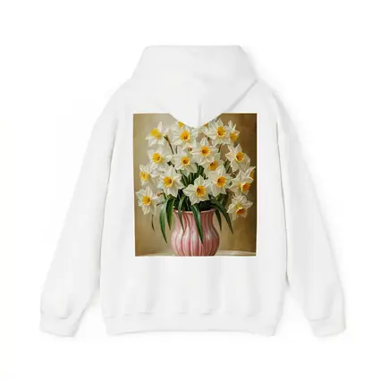 White Daffodils Pink Vase Warm Beige Background