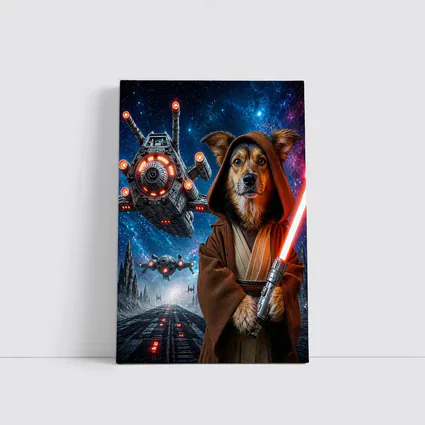 Jedi Dog With Lightsaber In Space