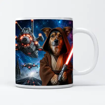 Jedi Dog With Lightsaber In Space