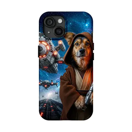 Jedi Dog With Lightsaber In Space