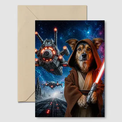 Jedi Dog With Lightsaber In Space