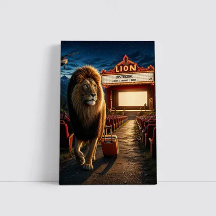 Lion Walking Into Open Air Cinema Night