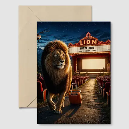 Lion Walking Into Open Air Cinema Night