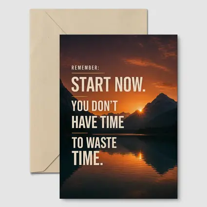 Start Now Motivational Quote Mountain Sunset