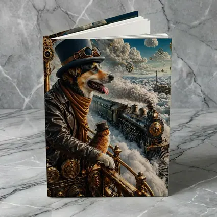 Steampunk Corgi Dog Top Hat Steam Train