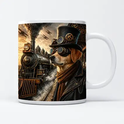 Steampunk Dog Top Hat Goggles Train Station