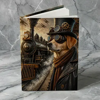 Steampunk Dog Top Hat Goggles Train Station