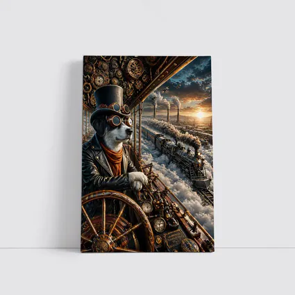 Steampunk Dog Pilot Top Hat Steam Train