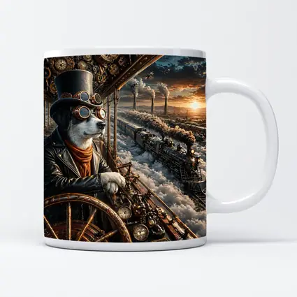 Steampunk Dog Pilot Top Hat Steam Train