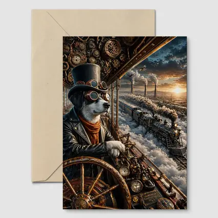 Steampunk Dog Pilot Top Hat Steam Train