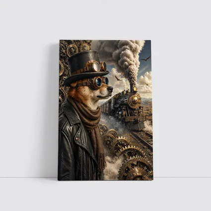 Steampunk Dog Top Hat Steam Train