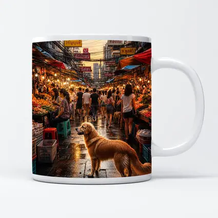 Golden Retriever Bangkok Thailand Street Market