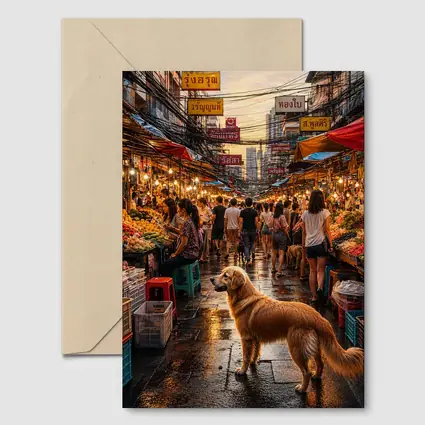 Golden Retriever Bangkok Thailand Street Market