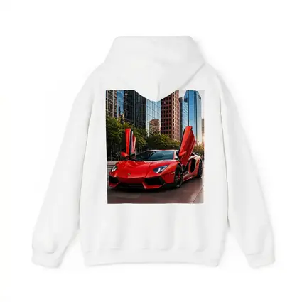 Red Lamborghini Aventador City Skyline Background