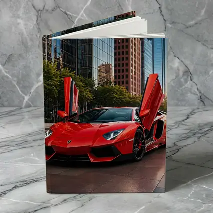 Red Lamborghini Aventador City Skyline Background