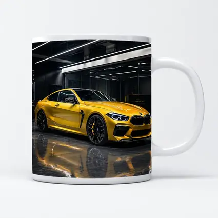 Yellow BMW M8 Parked in Dark Garage