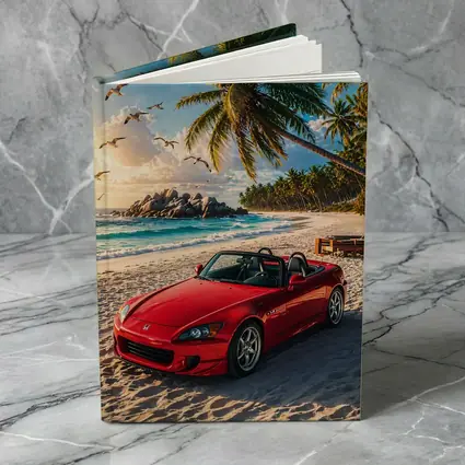 Red Honda S2000 Parked on Tropical Beach