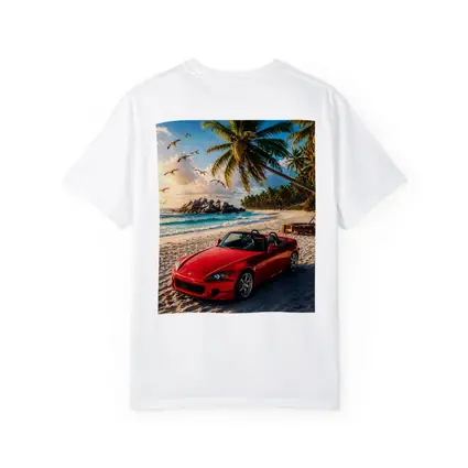 Red Honda S2000 Parked on Tropical Beach