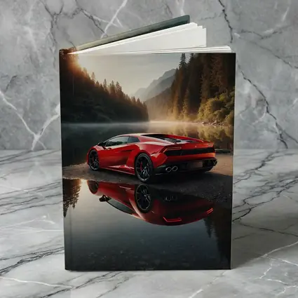 Red Lamborghini Huracan Forest Lake Reflection