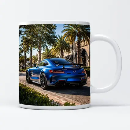 Mercedes AMG GT Blue Palm Tree Street