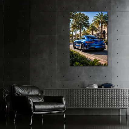 Mercedes AMG GT Blue Palm Tree Street