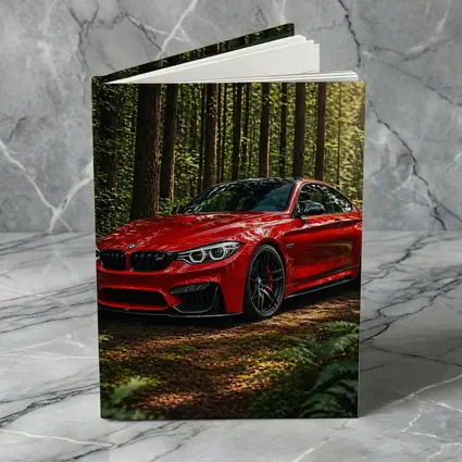 Red BMW M4 Parked In Forest