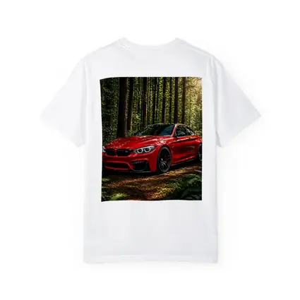 Red BMW M4 Parked In Forest