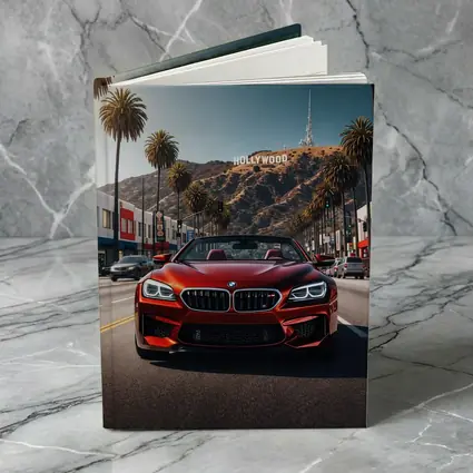 Red BMW M6 Hollywood Sign Los Angeles